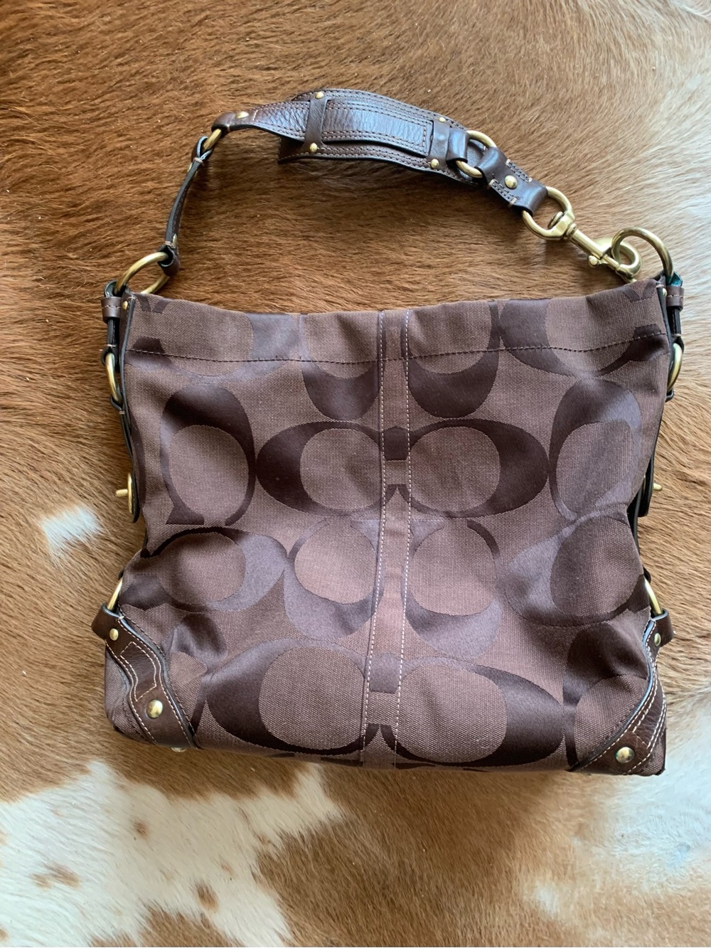 Coach Carly Signature Hobo Design Shoulder Bag EO773-10620